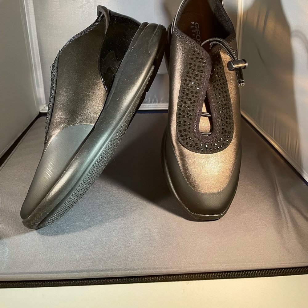 Geox bling sneakers. Italian made, size 8. Black and bronze. Never worn